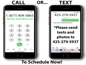 Call or text to schedule junk removal